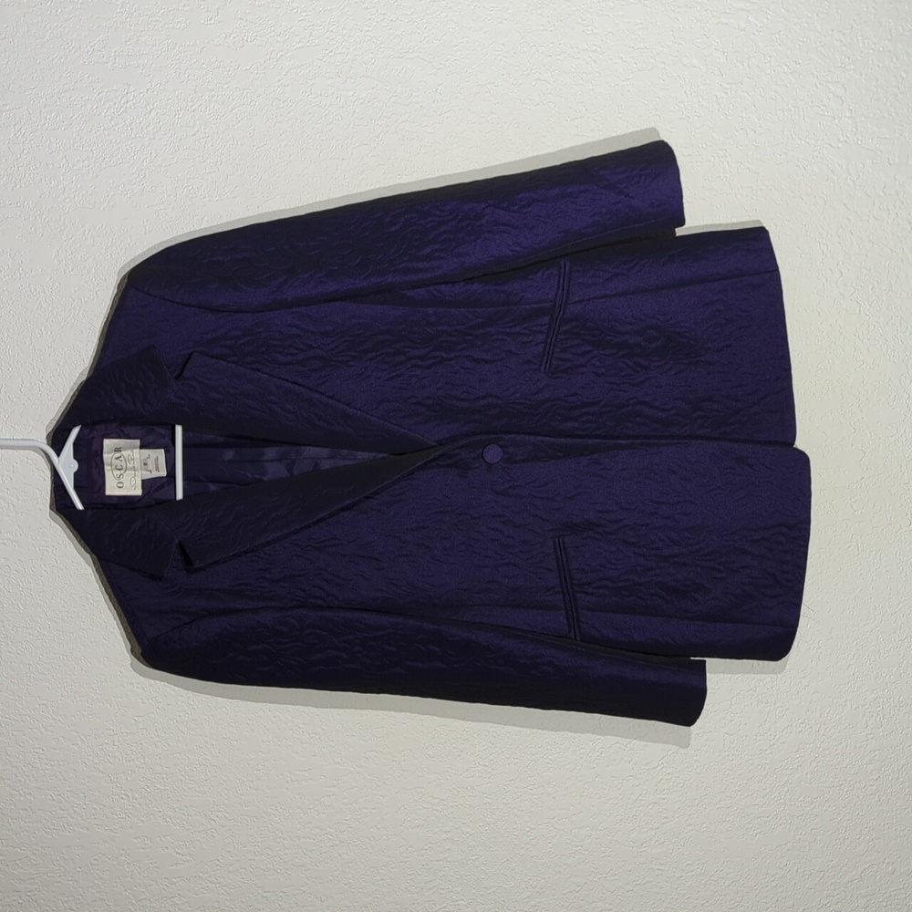 Oscar de la Renta Vintage Purple Wool Blend Blazer - SZ 8